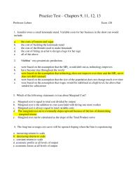Practice Test – Chapters 9, 11, 12, 13
