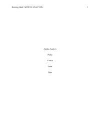 Article Analysis Running Head