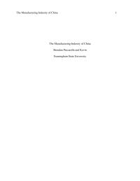 The Manufacturing Industry of China