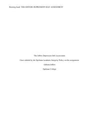 Final Test Construction Paper: The Jeffers Depression Self-Assessment