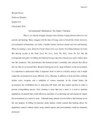 Environmental Utilitarianism: The Hunter’s Narrative