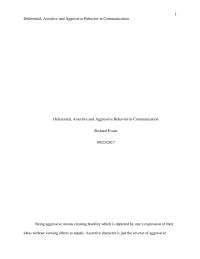 Deferential, Assertive and Aggressive Behavior in Communication