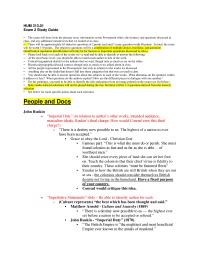 HUM 313.01 Exam 2 Study Guide