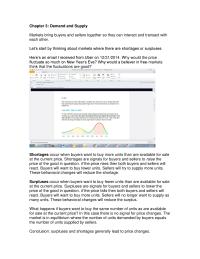 Chapter 3: Demand and Supply