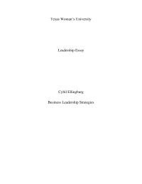 Leadership Essay Texas Womans