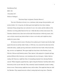 Take-home Paper Assignment: Cherokee Removal
