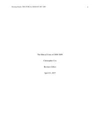The Ethical Crisis Of 2008-2009