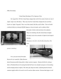United States Bombing Of Two Japanese Cities