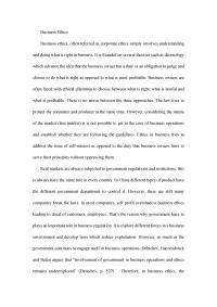 Business Ethics Business