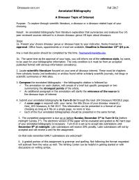 Annotated Bibliography Dinosaur