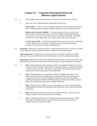 Corporate Finance Chapter 13