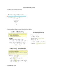 Study guide for MATH final
