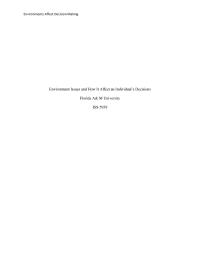 Environment Issues and How It Affect an Individual’s Decisions