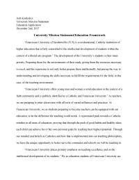 University Mission Statement/Education Framework