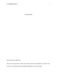 Leadership Skills – Ethical Practice in Engineering