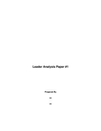 Leader Analysis Paper #1