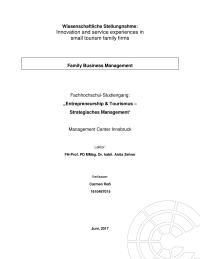 Innovation and service experiences in small tourism family firms