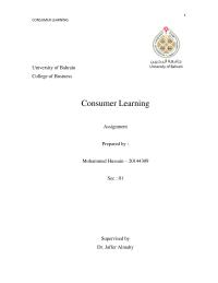 Mkt 1CONSUMER LEARNINGUniversity