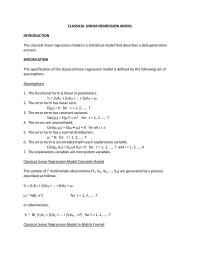 CLASSICAL LINEAR REGRESSION MODEL
