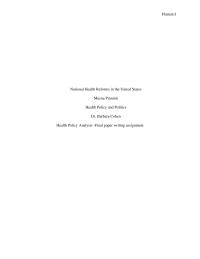 National Health Reforms inUS