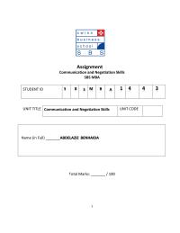 Communication and Negotiation