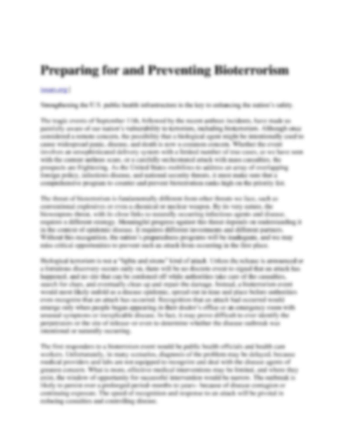 Bioterrorism research paper image