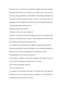 Time Management The article gives