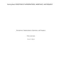 Perceptions of Appropriateness, Importance, and Frequency