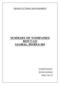 Companies dont go global, people do
