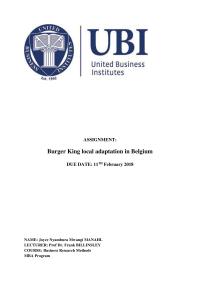 BURGER KING LOCAL ADAPTATION BELGIUM