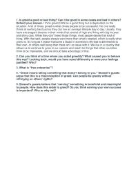 Discussion 1 Is greed a good or bad