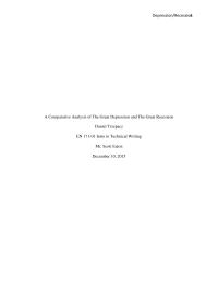 A Comparative Analysis Of The Great Depression And The Great Recession