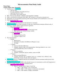 Microeconomics Final Study Guide
