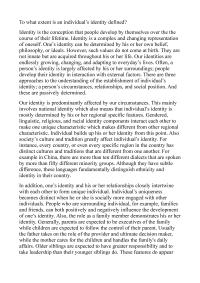 To what extent is an individual’s identity defined?