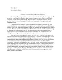 Computer Ethics: Hacking And Denial Of Services