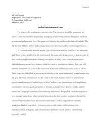 Conflict Styles Assessment Paper