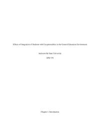 Effects of Integration of Students with Exceptionalities in the General Education Environment
