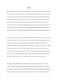 commercial impact on scientific research