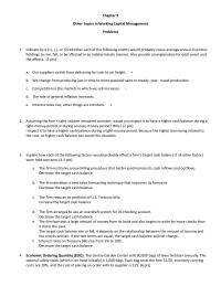 Questions Chapter 9Other Topics in
