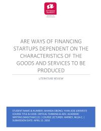 Are ways of financing startups depending on the goods and services to be produced?