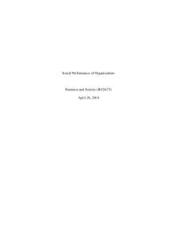 Social Performance of Organizations