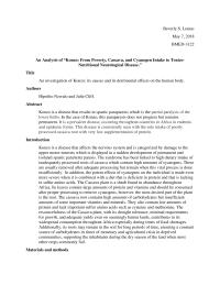 An Analysis of “Konzo: From Poverty, Cassava, and Cyanogen Intake to Toxico-Nutritional Neurological Disease.”