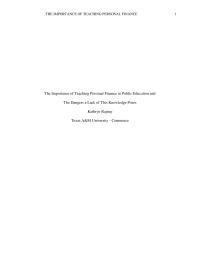 The Importance of Teaching Personal Finance in Public Education