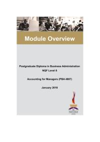 Module Overview – Accounting for Managers