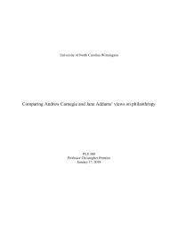 Comparing Andrew Carnegie and Jane Addams’ views on philanthropy