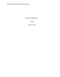 Business RUNNING HEAD STRATEGIC
