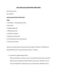 Cost Accounting Policy