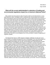 hat will the current administration’s reduction of funding and environmental regulations impact be on America’s National Parks?