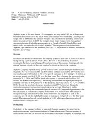 company analysis part 1