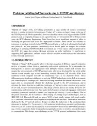 Problems befalling IoT Networks due to TCP